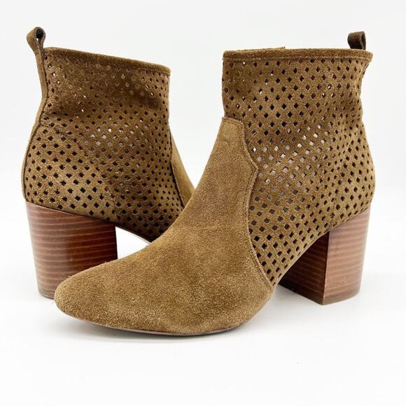Report Signature Womens 9 Travi Perforated Ankle Boot Chunky Stacked Heel Boho - Picture 1 of 9